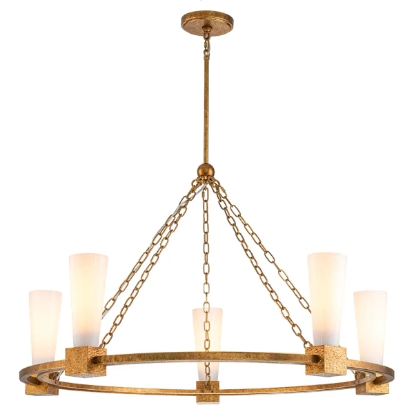 Lampa wisząca ring Kristy KRISTY5-DG-OPAL tubki na łańcuchu złota