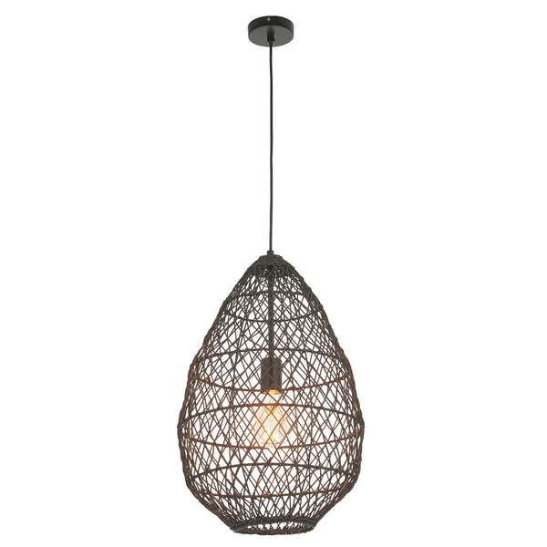 Wisząca lampa boho L&-198472 Light& kosz rattanowy czarna