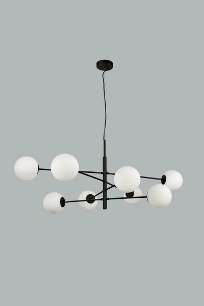 Wisząca lampa loftowa Oviedo do holu molekuły czarna biała