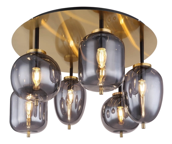 Nasufitowa lampa Blacky 15345-6DMM mosiądz przydymiona