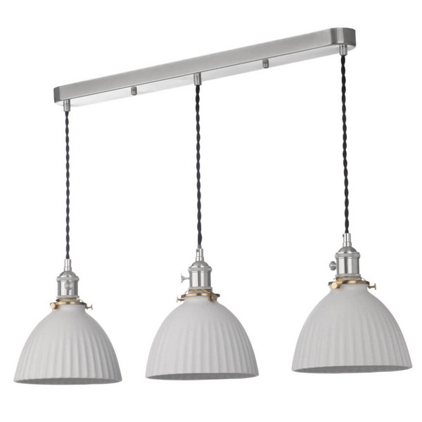 Potrójna lampa wisząca Hadano HAD3661-09 ceramiczna chrom biały