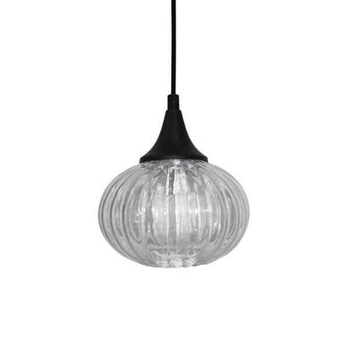 Szklana lampa wisząca EXETER 50101275 plisowany zwis czarny