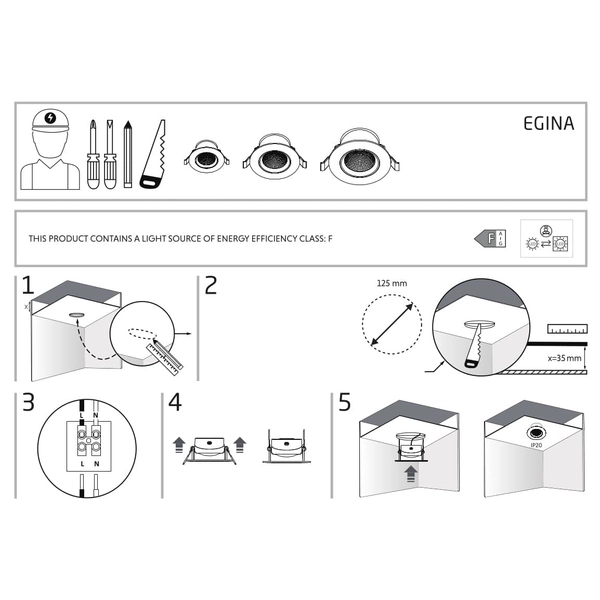 Kuchenna lampa podtynkowa Egina 10555 Nowodvorski LED 15W 3000K biała