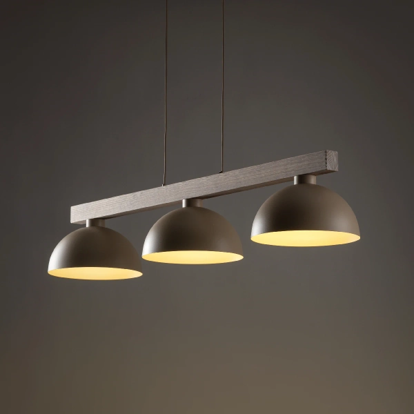 Wisząca lampa nad stół Oslo Sabia 11012 na belce drewnianej beżowy