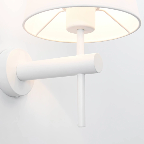 Ścienna LAMPA klasyczna TIVOLI LP-1133/1W WH Light Prestige abażurowa OPRAWA kinkiet okrągły na wysięgniku biały