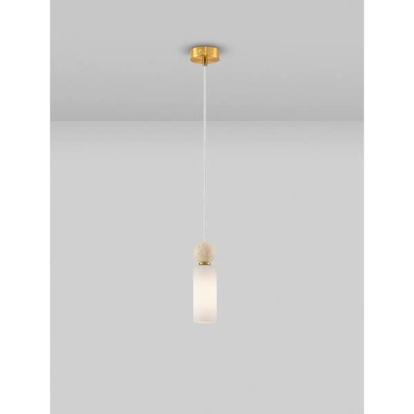 Lampa wisząca glamour CORVIZO LE45273 szklana metalowa biała złota