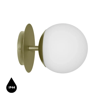Lampa kula ścienna PLAAT C PLC1140S0 szklana IP44 oliwkowy