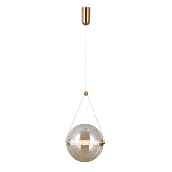 Szklana lampa wisząca Rastia PND-34361-L-HBR-AMB Italux LED 12W 3000K złota