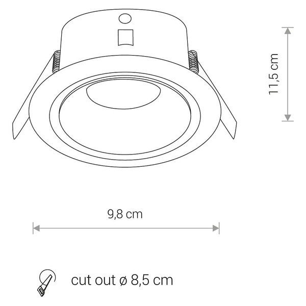 Łazienkowa lampa do zabudowy Foxtrot 8374 czarne oczko metalowe