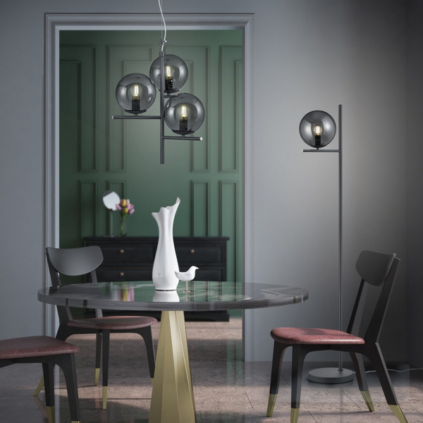 Modernistyczna LAMPA wisząca PURE  302000342 Trio loftowa OPRAWA szklane kule zwis grafitowy przydymiony