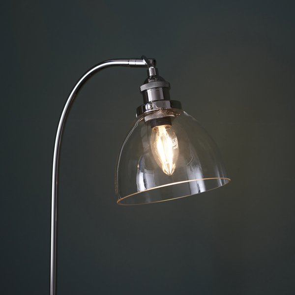 Vintage lampa stołowa L&-197590 Light& ze szklanym kloszem nikiel