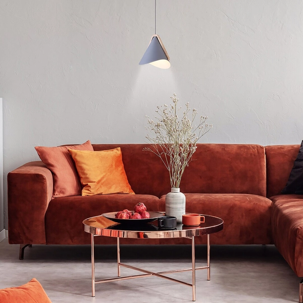 Nowoczesna lampa wisząca Neva 6649 metalowa do sypialni szara drewno