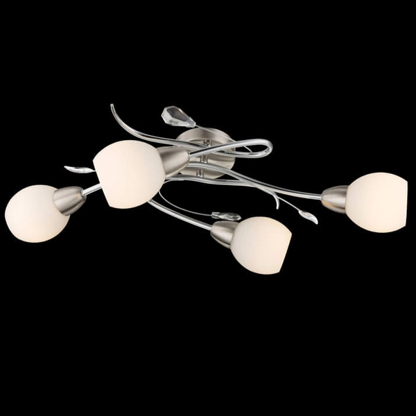 Sufitowa lampa z kryształkami LILLY 60209-4 szklana biała nikiel