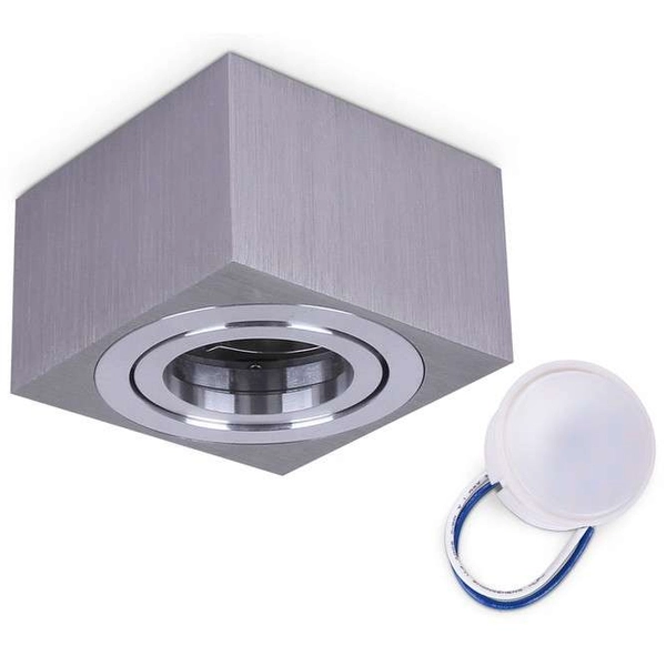Sufitowa LAMPA plafon SLP2031 + SLP2026 MDECO metalowa OPRAWA kwadratowa LED 5W 2800K - 3300K downlight chrom