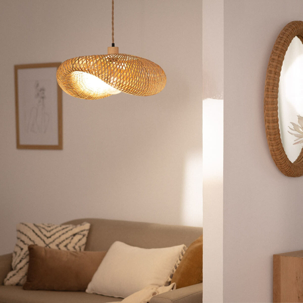 Wisząca lampa japandi Ponti ABR-LWPP1-E27 Abruzzo nad stół bambus brązowy
