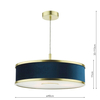Materiałowa lampa wisząca Alvaro ALV1023 okragła mosiądz niebieski