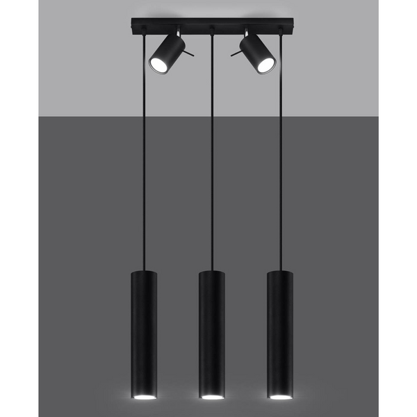 Zwisowa lampa Ring SL.1099 Sollux z reflektorkami do jadalni czarna