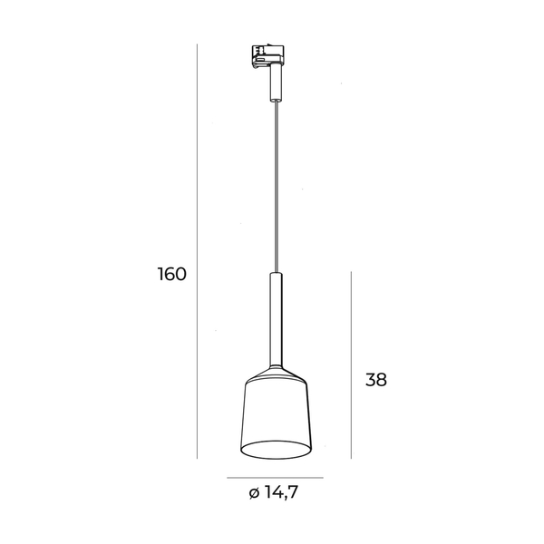 Wisząca lampa do systemu szynowego 3-faz Tulipe S0018 do przedpokoju czarna