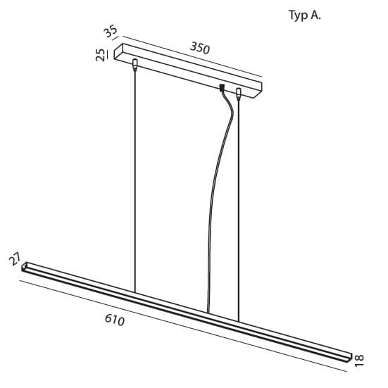 Lampa zwisająca Slima 5122A01203-11 Elkim LED 12W 4000K liniowa czarna