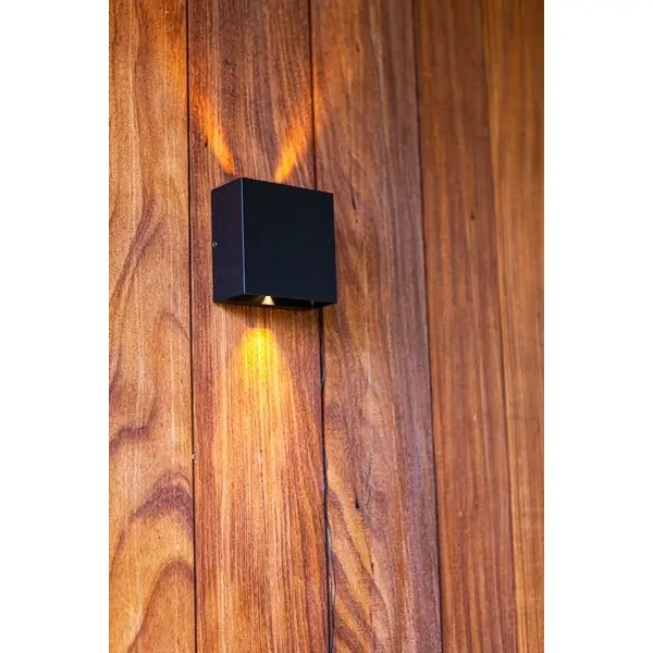 Kinkiet LAMPA ścienna GEMINI BEAMS 5104003012 Lutec kwadratowa OPRAWA elewacyjna LED 10W 3000K metalowa IP54 czarna
