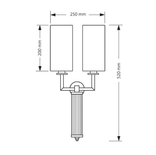 Podwójna lampa ścienna Empoli EMP-K-2 (T) z abażurami mosiądz czarne