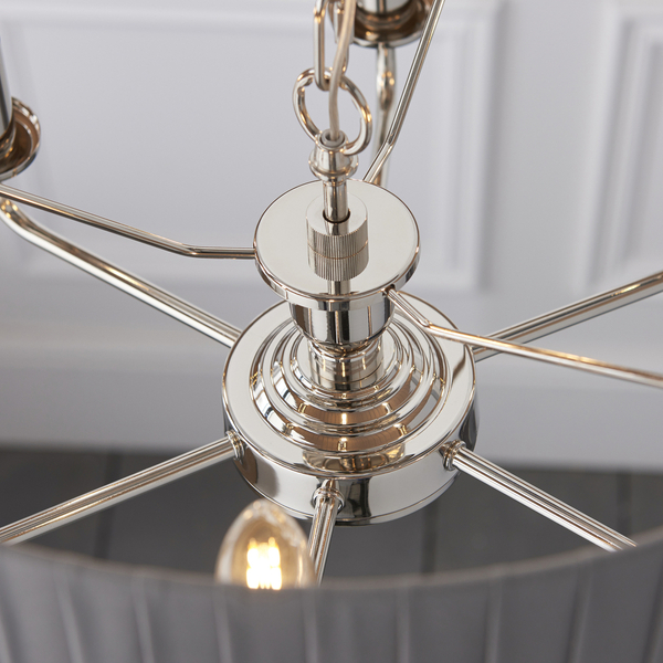 Lampa zwis Highclere 94397 Endon z plisowanym abażurem szara nikiel