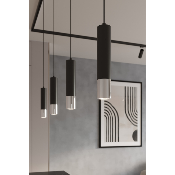 Wisząca lampa trzyfazowa LOOPEZ MYL.00014 tuba z żarówką czarny złoty
