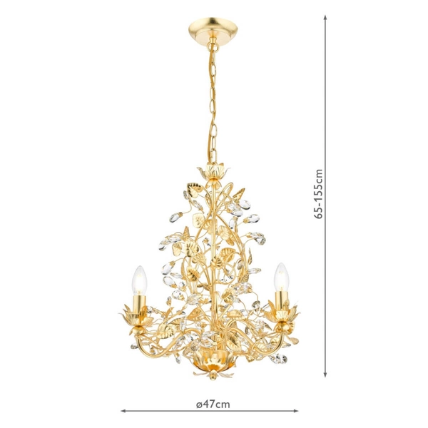 Żyrandol wiszący Audley AUD0335-EH Dar Lighting regulowana pałacowa liście złota