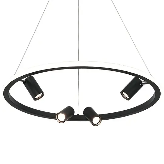 Lampa ring z reflektorami wisząca 22012 LED 47W 3000K do salonu czarny