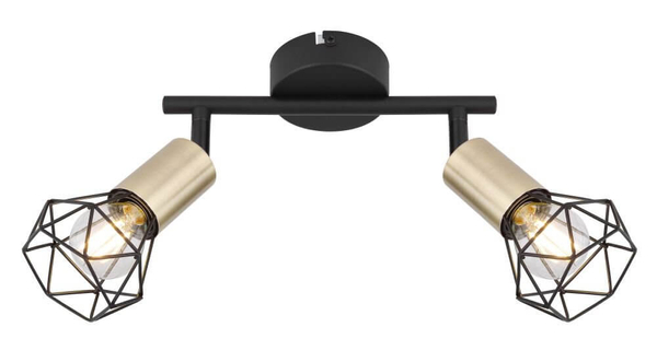 Sufitowa lampa Xara 54802S-2AB z regulacją czarna mosiądz
