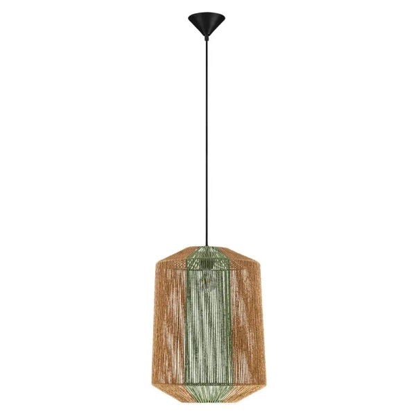 Skandynawska wisząca lampa SONVERA LE45347 do sypialni drewno-zieleń