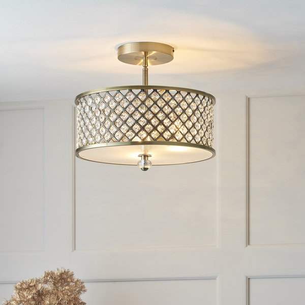 Lampa sufitowa glamour Hudson 70558 Endon kryształki crystals mosiądz