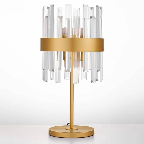 Stołowa lampka CHOLULA LE44725 kryształy do sypialni złota przezroczysta