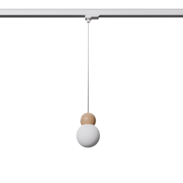 Wisząca lampa trójfazowa do szynoprzewodów PEKKA MYL.00257 drewniana biała