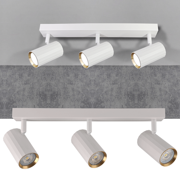 Lampa potrójna z regulacją NICEA 323491 tubki biały złoty