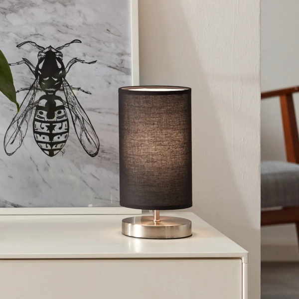 Tkaninowa lampa stołowa Clarie 13247/06 czarna chrom