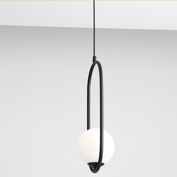 Lampa wisząca RIVA 1086G1 Aldex metalowy zwis do salonu biała kula