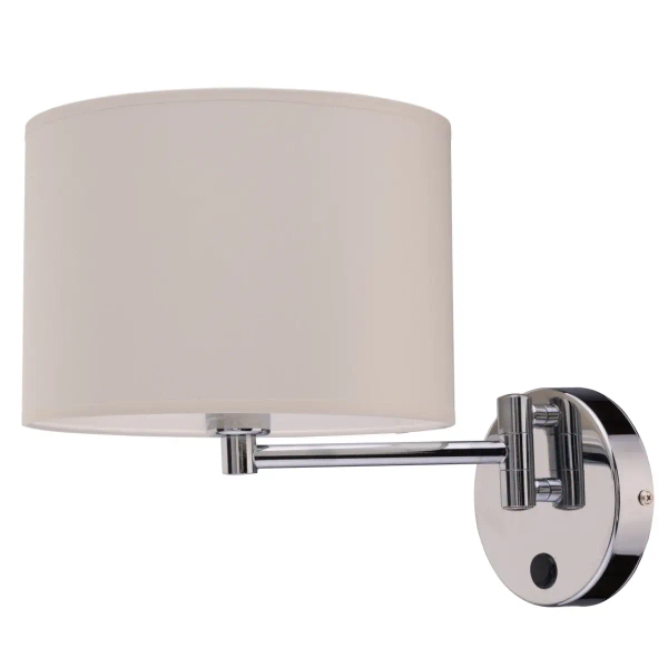 Klasyczny kinkiet do sypialni Hotel 8980 lampa ścienna chrom ecru