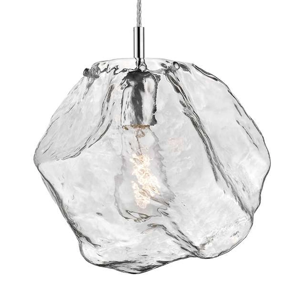 Szklana lampa wisząca kamień  ROCK P0488-01A-F4AC chrom przezroczysty