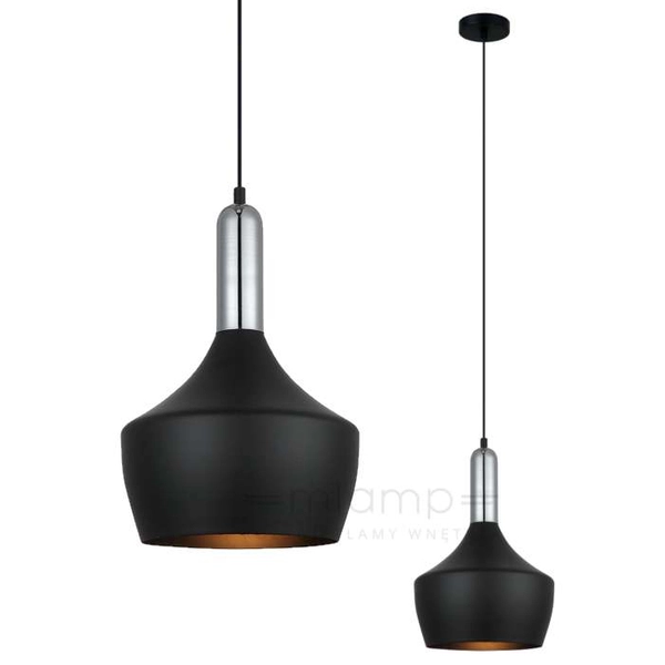 Industrialna LAMPA wisząca OPHELIA MDM-3028/1 BK+CR Italux metalowa OPRAWA zwis loft chrom czarny