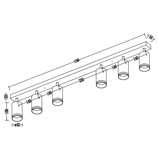Minimalistyczna sufitowa lampa Pipe Ring Spot ML2076 belka biały