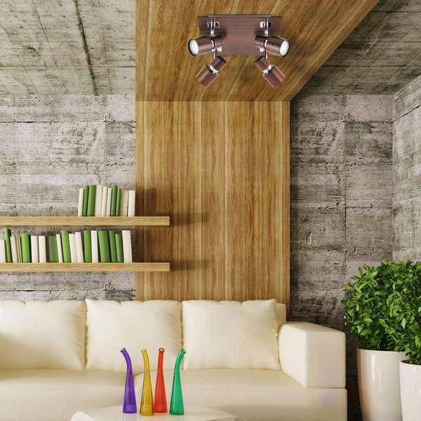 Plafon LAMPA sufitowa MERKUR 6008 Rabalux metalowa OPRAWA kwadratowa regulowane reflektorki wenge