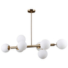 Wisząca LAMPA modernistyczna RADDI PNS-5510-8-HBR Italux metalowa OPRAWA molekuły ZWIS kule miodowy mosiądz białe