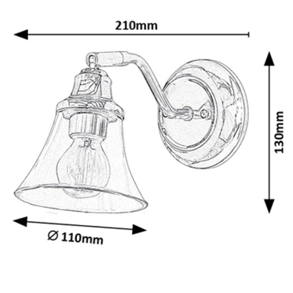 Szklana lampa ścienna Antoine industrial kinkiet do łazienki chrom