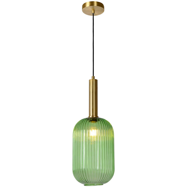 LAMPA wisząca MALOTO  45386/20/33 Lucide loftowa OPRAWA szklany zwis zielony mosiądz