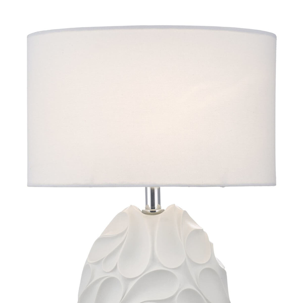 Stołowa lampka do sypialni Zachary ZAC412 glamour z abażurem biała