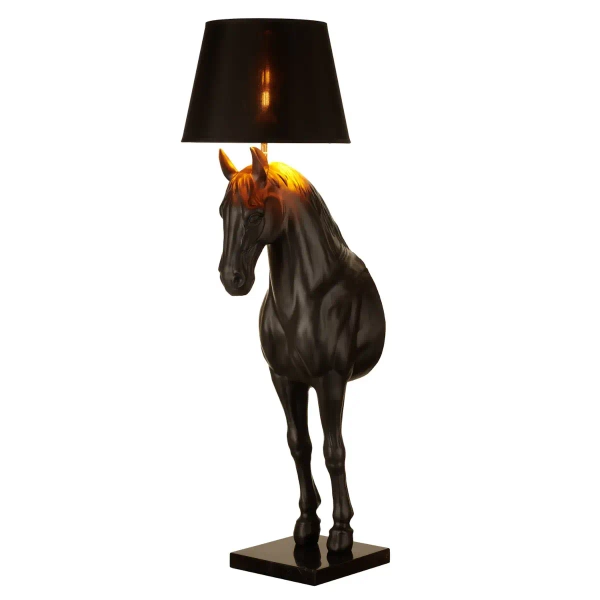 Lampa stojąca dekoracyjna HORSE MF-1237-350 czarna złota włókno szklane E27 koń do salonu