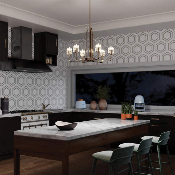 Wisząca lampa QN-KIMROSE6-PN w stylu Art Deco nikiel