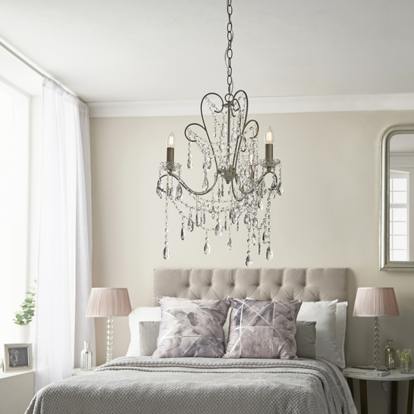 Żyrandol z kryształkami L&-195524 Light& pałacowy na łańcuchu srebrny