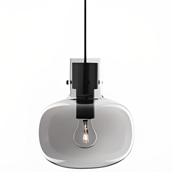 Wisząca lampa industrialna Padre kulista czarna przydymiona